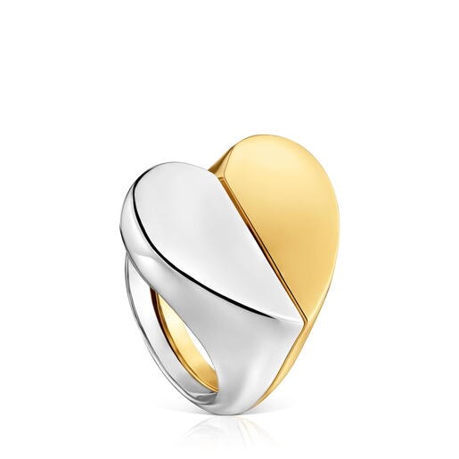 مجموعة خواتم مُرصّعة بحلية على شكل قلب بدرجتَي لون من تشكيلة TOUS 1954