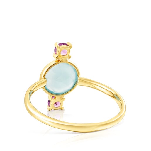 Anillo de oro con calcedonia y rodolita Virtual Garden