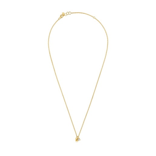 Collier en argent plaqué or 18 ct et diamant créé en laboratoire court Bold Bear LGD