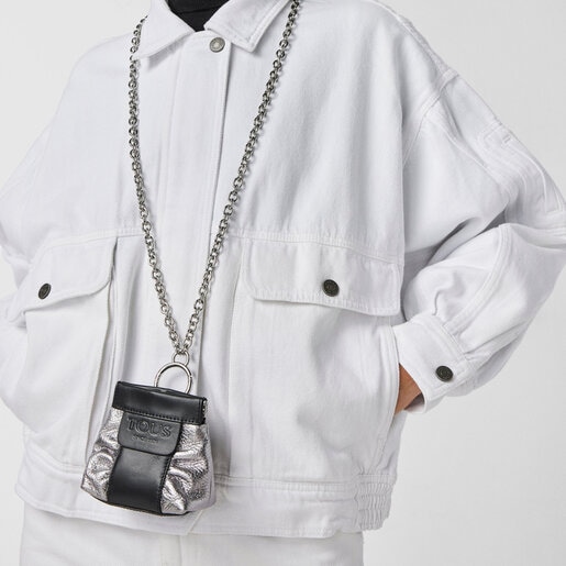 Mini silver colored leather TOUS Empire One-shoulder bag