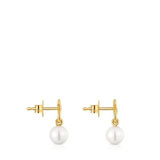 9kt gold bear-motif and cultured pearl Earrings TOUS Infinity