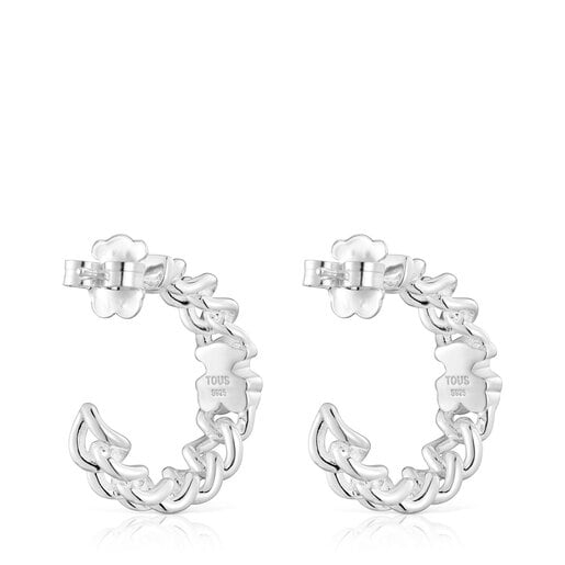 Silver Bold Motif bear motif Hoop earrings