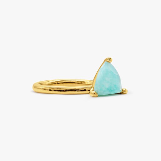 AMAZONITE AND SILVER VERMEIL HALF CUT MARQUISE RING
