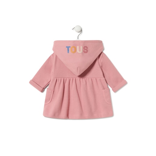 Baby girls hooded dress in Geome pink