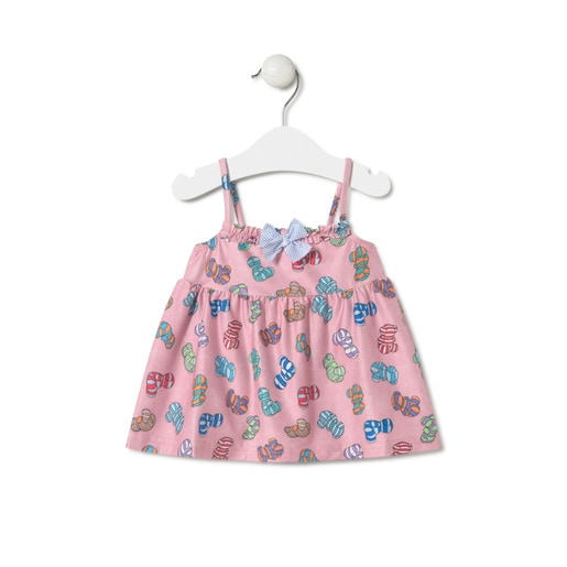 Girls sleeveless shoulder strap dress in Candy pink