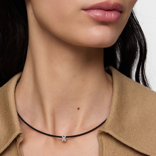 7 mm silver letter X Charm TOUS Mesh Tube