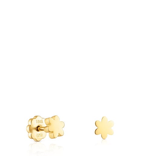 עגילי Puppies עשויים זהב עם מוטיב פרח