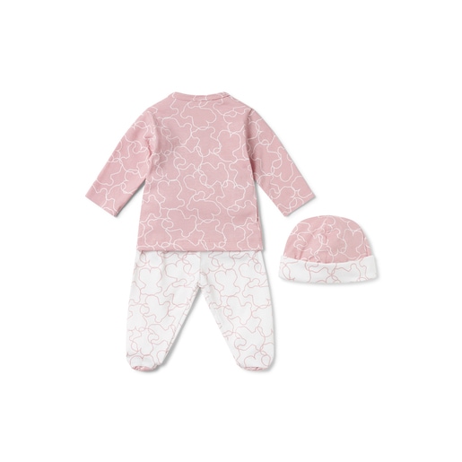 Conjunto de bebé recién nacido Line Bear rosa