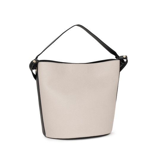 Beige and black leather TOUS Legacy Bucket bag