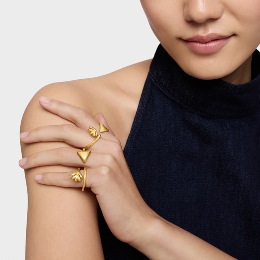 Anillo abierto con baño de oro 18 kt sobre plata TOUS Flechazo