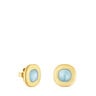 Aretes con baño de oro 18 kt sobre plata y calcedonia Nattfall