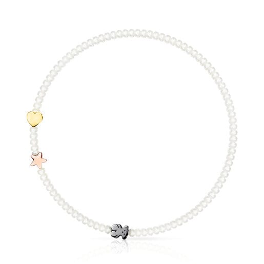 Pearl Sweet Dolls Necklace with Silver Vermeil, Rose Silver Vermeil and  Dark Silver | TOUS