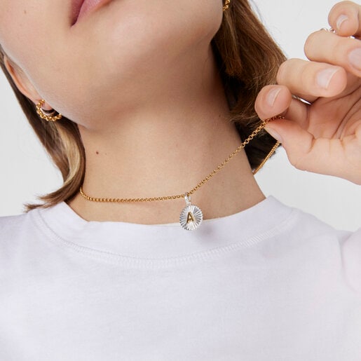 תליון TOUS Alphabet מכסף ומוורמיל כסף עם מדליון האות A