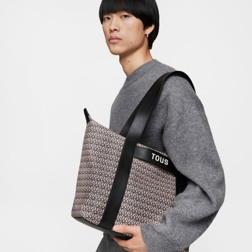 ダークグレーのラージ・トートバッグ TOUS MANIFESTO