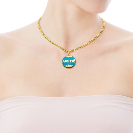 Vermeil Silver Tanuca Pendant with blue Enamel