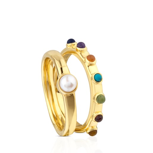 Vermeil Silver Super Power Ring with Gemstones