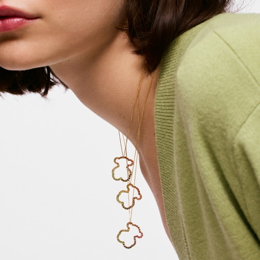 ジェムストーン付きゴールド・アイコン・ネックレス