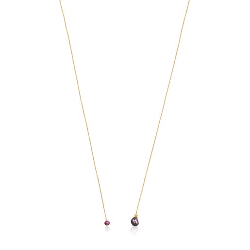 Silver vermeil Teddy Bear Gems open Necklace with pearl and ruby | TOUS