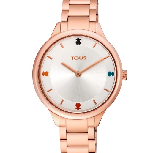 Reloj analógico Tartan de acero IP rosado