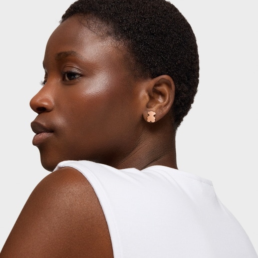 6 mm bear Earrings with 18kt rose-gold plating over silver TOUS Sweet Dolls