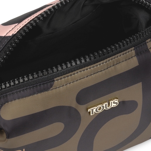 Large khaki and pink Shelby Logogram Toiletry bag