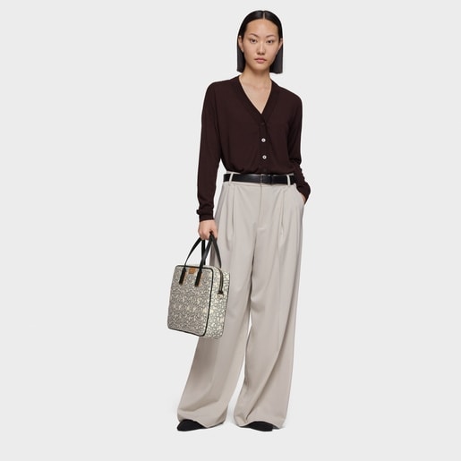Kaos Mini beige and black briefcase