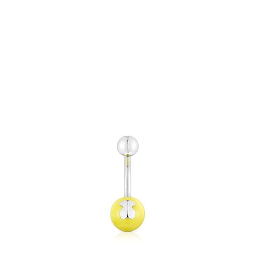 Bauchnabelpiercing Icon Glass aus Stahl und gelbem Muranoglas
