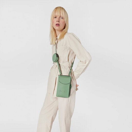 カーキのウォレット付きハンギング・スマホポシェット TOUS La Rue