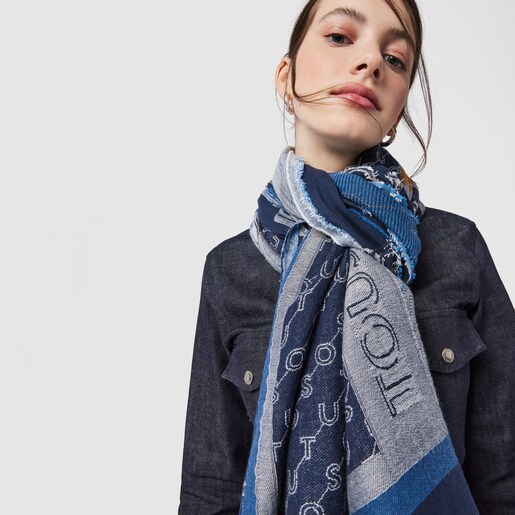 Orange Script soft jacquard Foulard