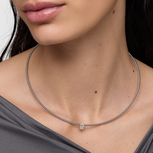 7 mm silver letter B Charm TOUS Mesh Tube