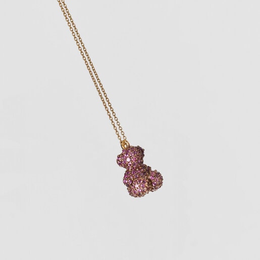 Sapphire and gold Bold Bear necklace