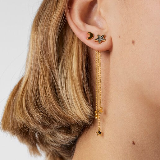 Set of Silver Vermeil Nocturne Earrings with Diamonds