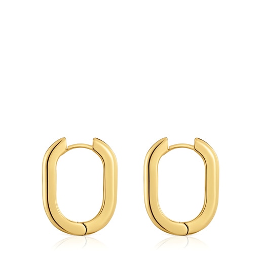 Long 22 mm Hoop earrings with 18kt gold plating over silver TOUS Basics |  TOUS