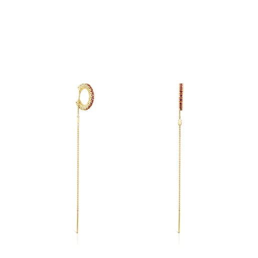 Orecchini Earcuff con placcatura in oro 18 kt su argento e rodoliti TOUS Straight