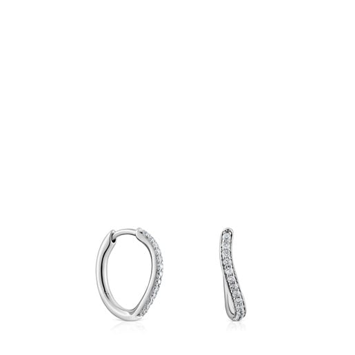 White gold hoop earrings with diamonds New Hav