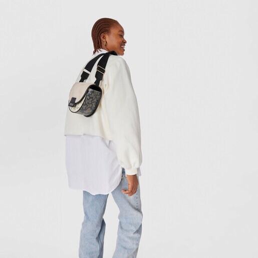 Bandolera pequeña beige Amaya Kaos Icon Fur