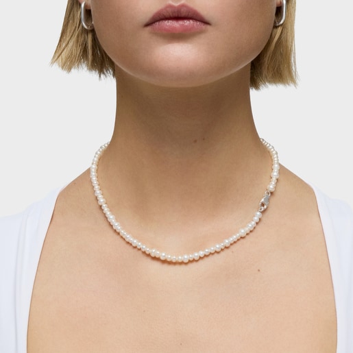 Silver Necklace with cultured pearls Sweet Dolls
