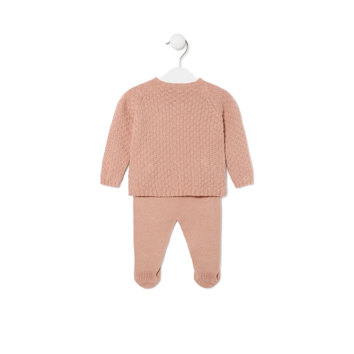 Knitted baby outfit in Tricot pink
