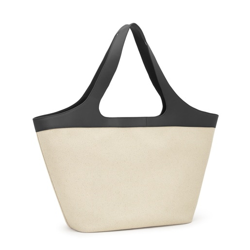 Cabas noir et beige grand TOUS Lirio Canvas