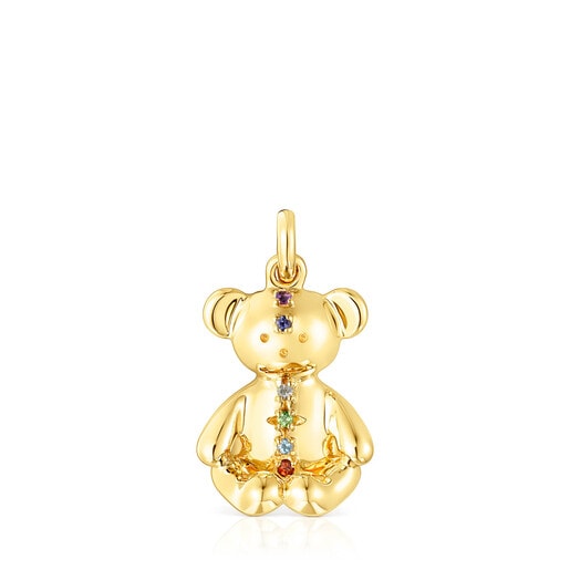 Pendentif Teddy Bear en argent vermeil et pierres précieuses