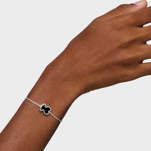 Silver and black acrylic glass Bracelet Galaxy