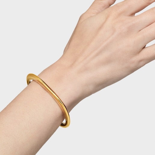 Bracelet manchette en argent plaqué or 18 ct Line