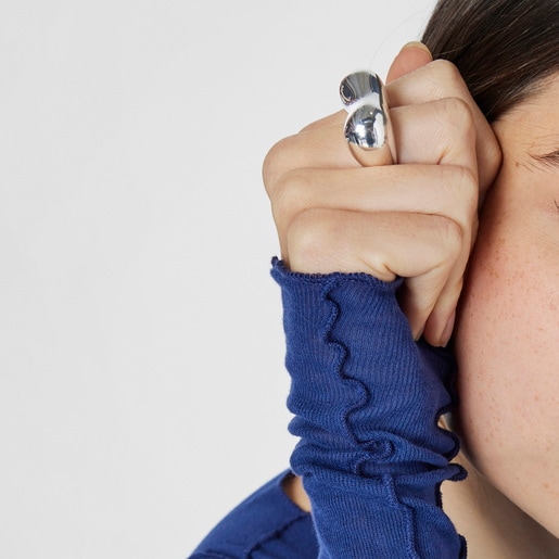 Anello in argento bombato a cuore Tabit