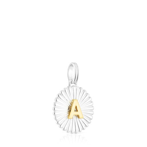 Pendentif médaille lettre A TOUS Alphabet argent et argent vermeil