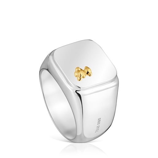 Anillo sello bicolor motivo oso TOUS Man