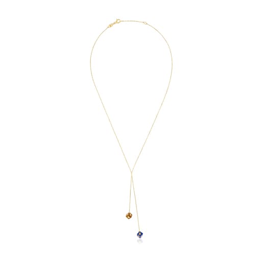 Collar de oro de 14 kt y gemas Cube