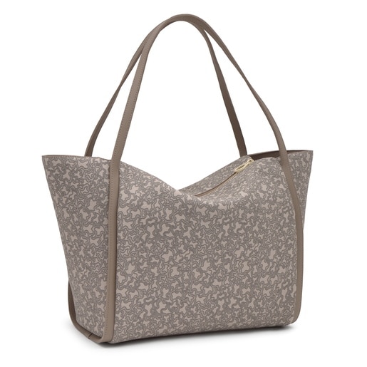 トープカラーのラージ・トートバッグ Kaos Mini Lines