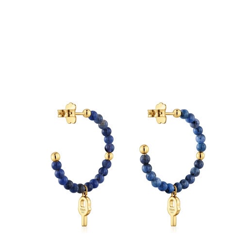 Hoop earrings with 18kt gold plating over silver and sodalite TOUS MANIFESTO