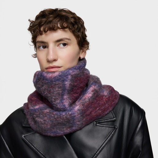 شال كبير الحجم باللونين الرمادي الداكن والعنابي من التشكيلة TOUS Bear Waves