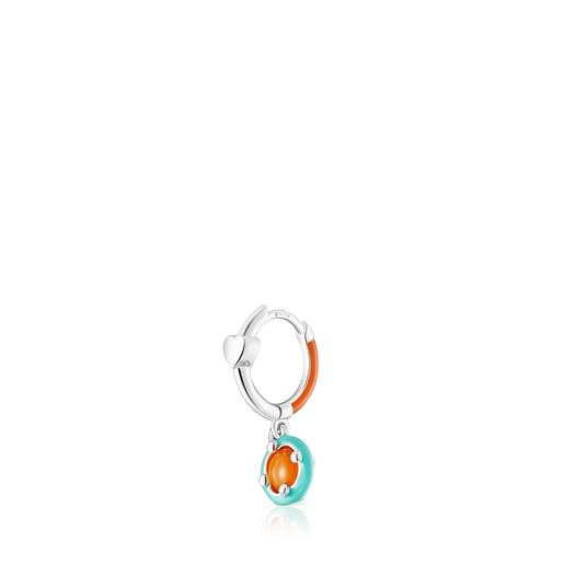 Arracada anella TOUS Vibrant Colors de plata, cornalina i esmalt